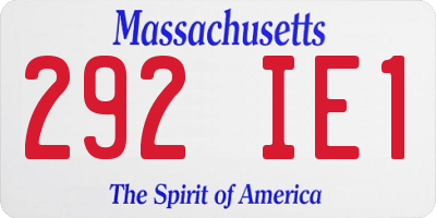MA license plate 292IE1
