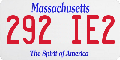 MA license plate 292IE2
