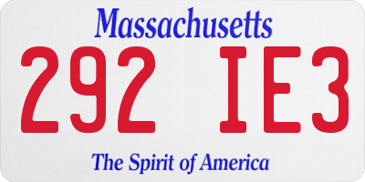 MA license plate 292IE3