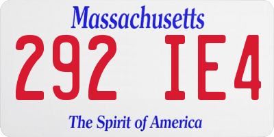 MA license plate 292IE4