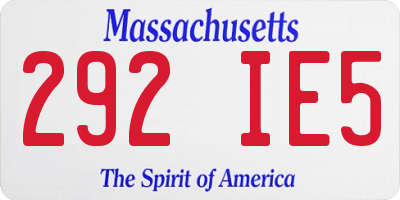 MA license plate 292IE5