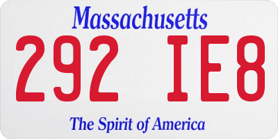 MA license plate 292IE8