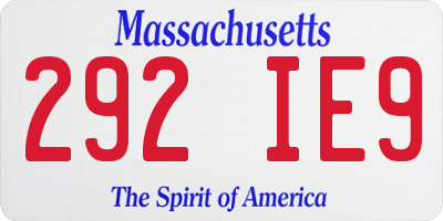 MA license plate 292IE9