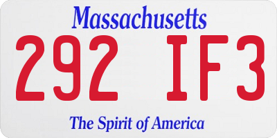 MA license plate 292IF3