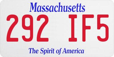 MA license plate 292IF5