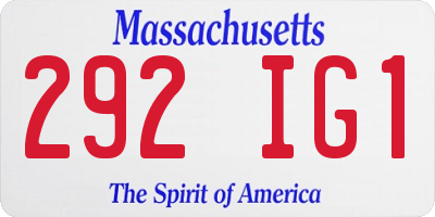 MA license plate 292IG1
