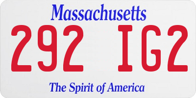 MA license plate 292IG2