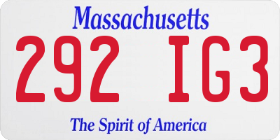 MA license plate 292IG3
