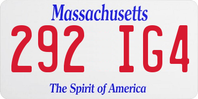 MA license plate 292IG4