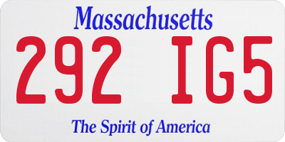 MA license plate 292IG5