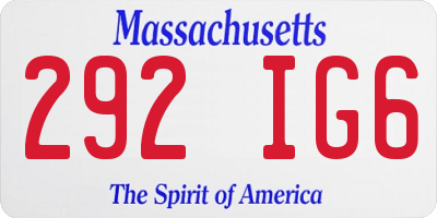 MA license plate 292IG6
