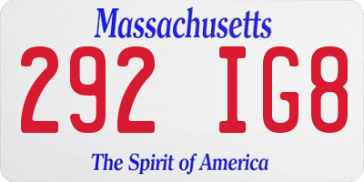 MA license plate 292IG8