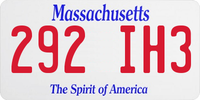 MA license plate 292IH3