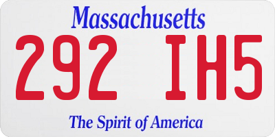 MA license plate 292IH5