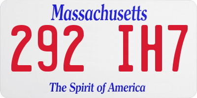 MA license plate 292IH7