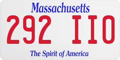 MA license plate 292II0