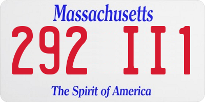 MA license plate 292II1