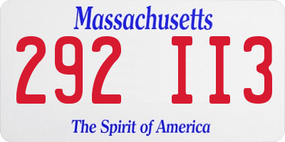 MA license plate 292II3