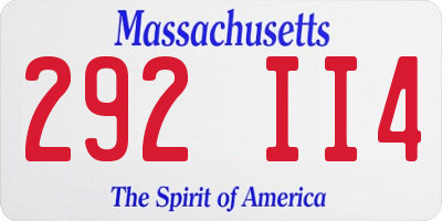 MA license plate 292II4
