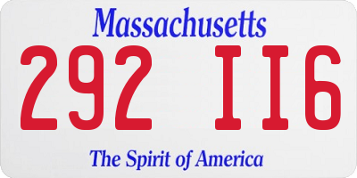 MA license plate 292II6