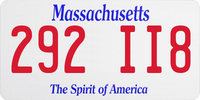 MA license plate 292II8