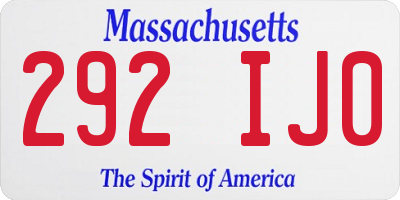 MA license plate 292IJ0