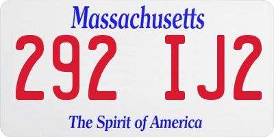 MA license plate 292IJ2