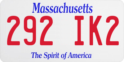 MA license plate 292IK2