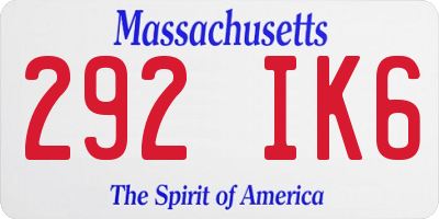 MA license plate 292IK6