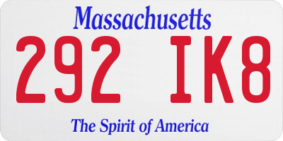 MA license plate 292IK8