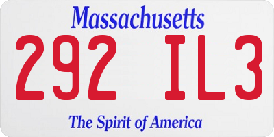 MA license plate 292IL3