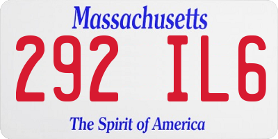 MA license plate 292IL6