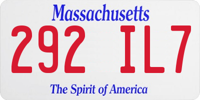 MA license plate 292IL7