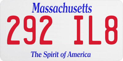 MA license plate 292IL8