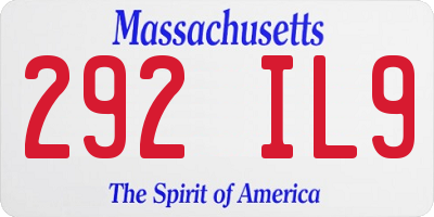 MA license plate 292IL9