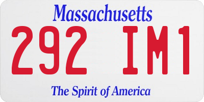 MA license plate 292IM1