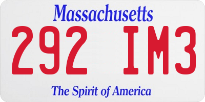 MA license plate 292IM3