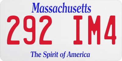 MA license plate 292IM4