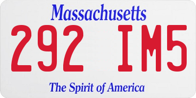 MA license plate 292IM5