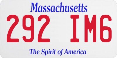 MA license plate 292IM6