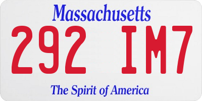 MA license plate 292IM7
