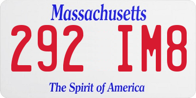 MA license plate 292IM8