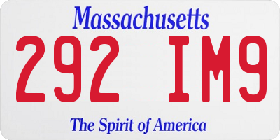 MA license plate 292IM9