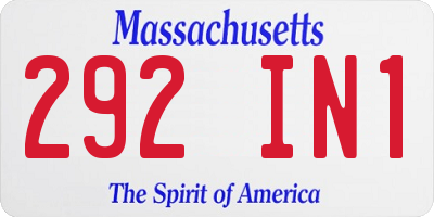 MA license plate 292IN1