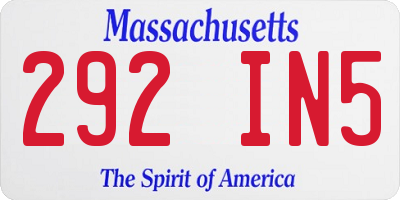 MA license plate 292IN5