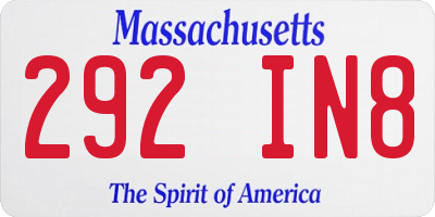 MA license plate 292IN8