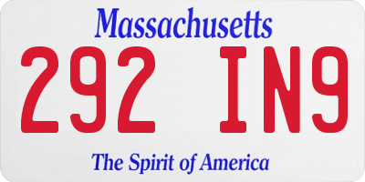 MA license plate 292IN9
