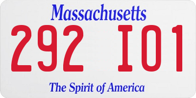 MA license plate 292IO1