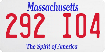 MA license plate 292IO4