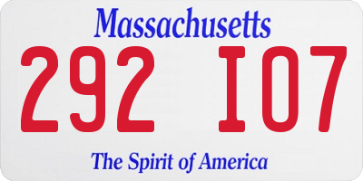 MA license plate 292IO7